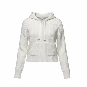 American Eagle Cable Knit Hooded Sweater Sz L NWT